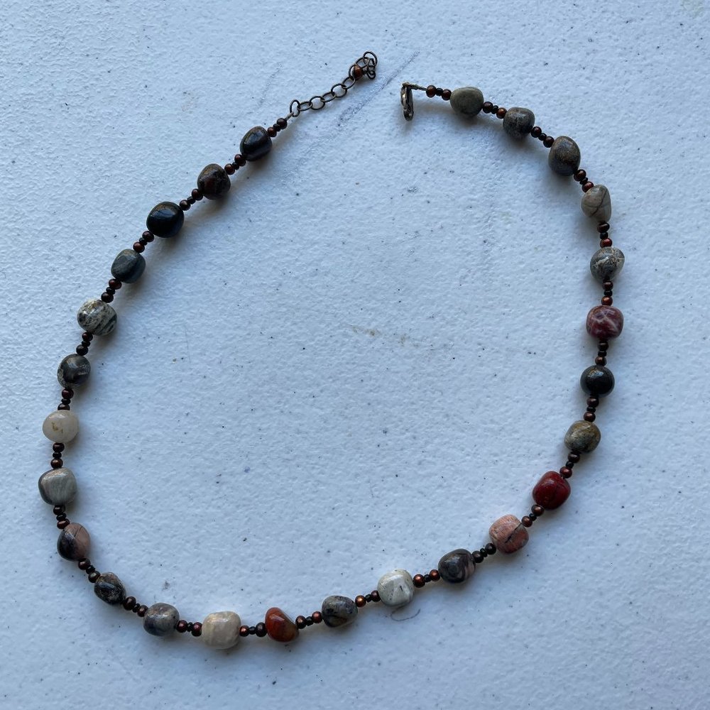 Necklace:  stone and beads;